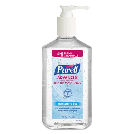 Purell Advanced Refreshing Gel Hand Sanitizer, Clean Scent, 12 oz Pump Bottle, PK12 PK 3659-12